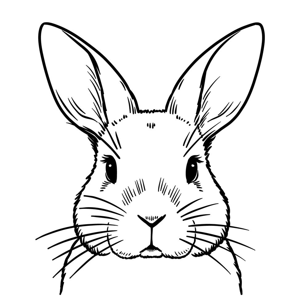 HK Mechanics mascot rabbit, first sketch cropped close.